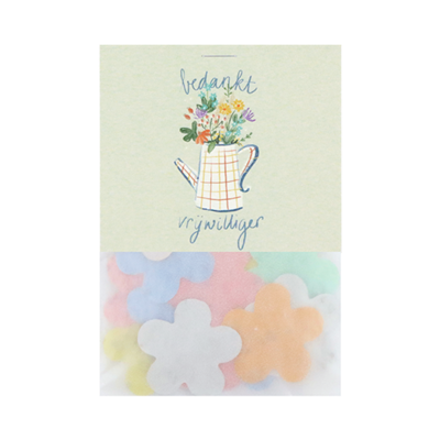 Bedankt vrijwilliger - Groeiconfetti in pergamijn zakje met klapkaartje // Mijksje
