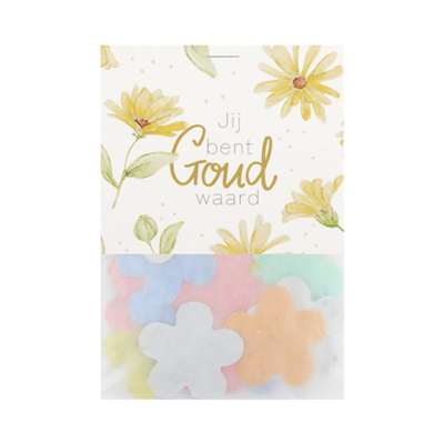 Jij bent goud waard - Groeiconfetti in pergamijn zakje met klapkaartje // Mijksje