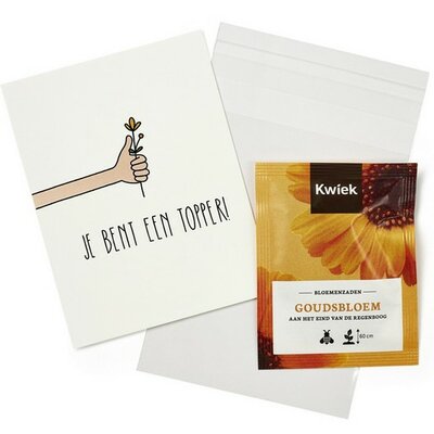 Je bent een topper! - Traktatie zaden in bioplastic zakje