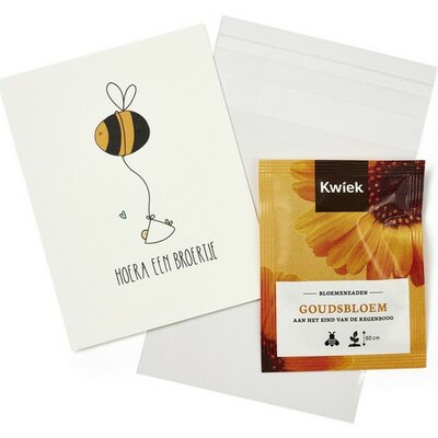 Hoera een broertje - Traktatie zaden in bioplastic zakje