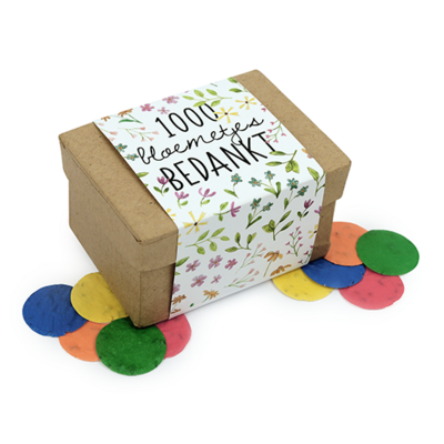 1000 bloemetjes bedankt - Groeiconfetti in papier maché doosje // Mijksje