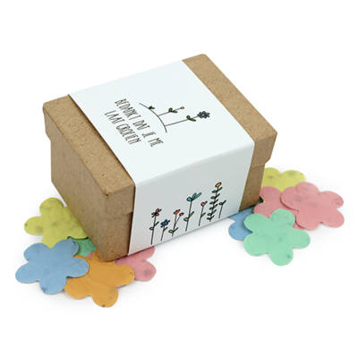 Bedankt dat je me laat groeien - Groeiconfetti in papier maché doosje // Eef