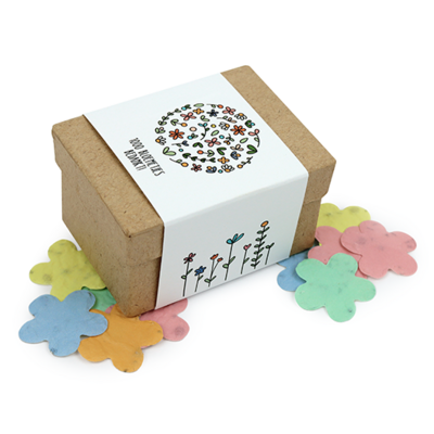 1000 bloemetjes bedankt - Groeiconfetti in papier maché doosje // Eef