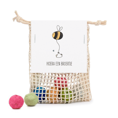 Hoera een broertje - Zaadbommetjes in netzakje // Eef