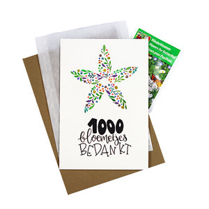 1000 bloemetjes bedankt - bedankje zaden met kaart in pergamijn zakje